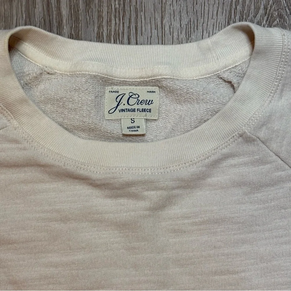 J.Crew Vintage Fleece Ivory Embroidered Sweatshirt Small​​
